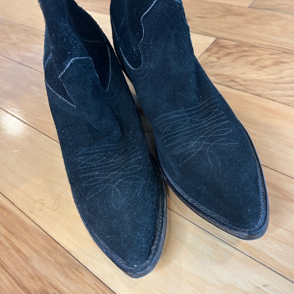 Vintage Nocona Black Suede Cowboy Boots | Women’s Size 7B | Made in USA Western - Picture 5 of 16